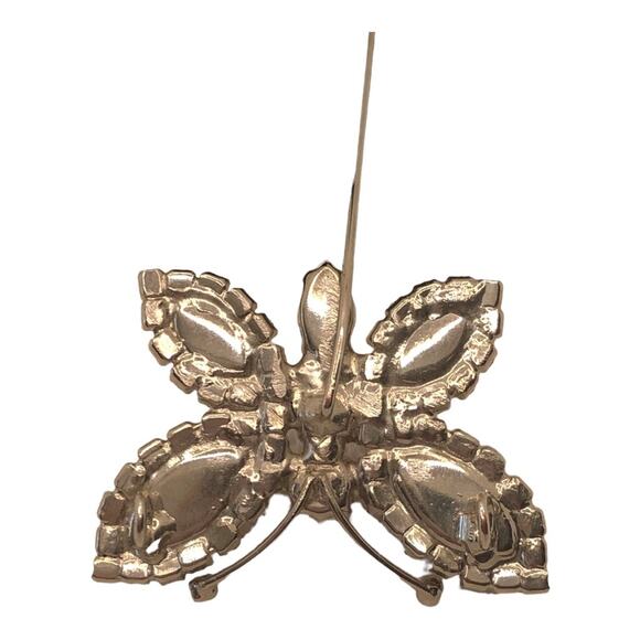 Vintage Unique Eye-Catching Butterfly with Pink and Clear Gemstones Stick Pin - Picture 3 of 4